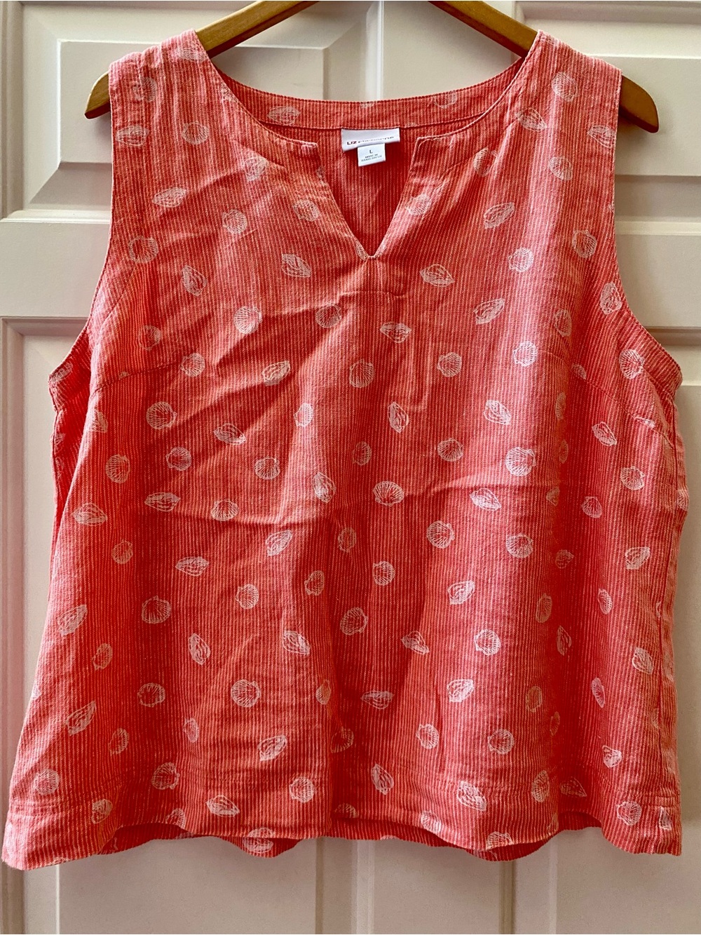 Liz Claiborne Tank Sleeveless Top Coral Seashell Tank Top Large